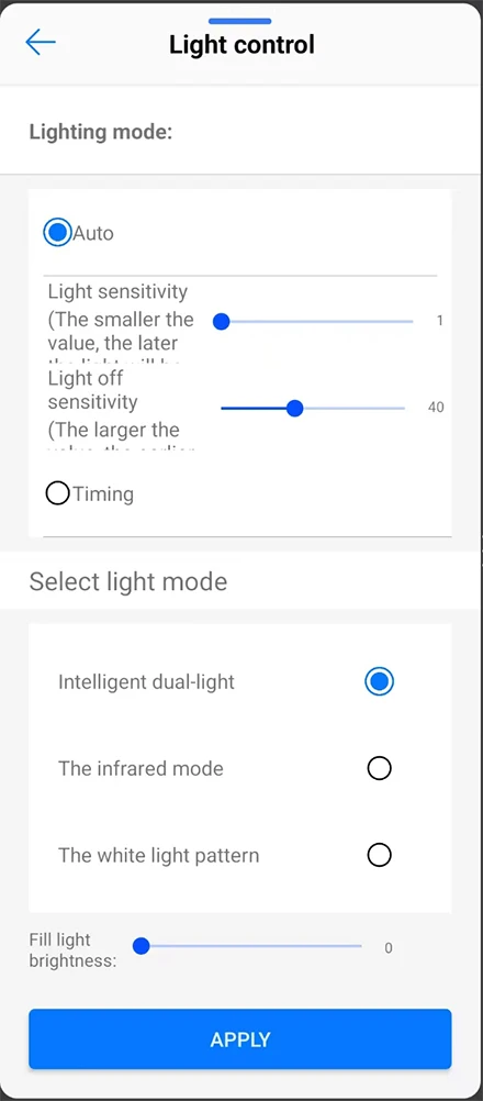 Video Link app AI alarm and motion detection settings