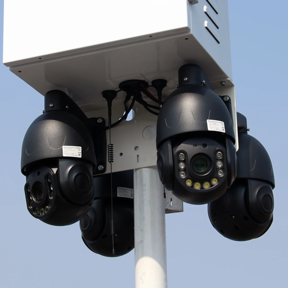 BS200 solar PTZ cameras with 200W solar panels and AC hybrid power