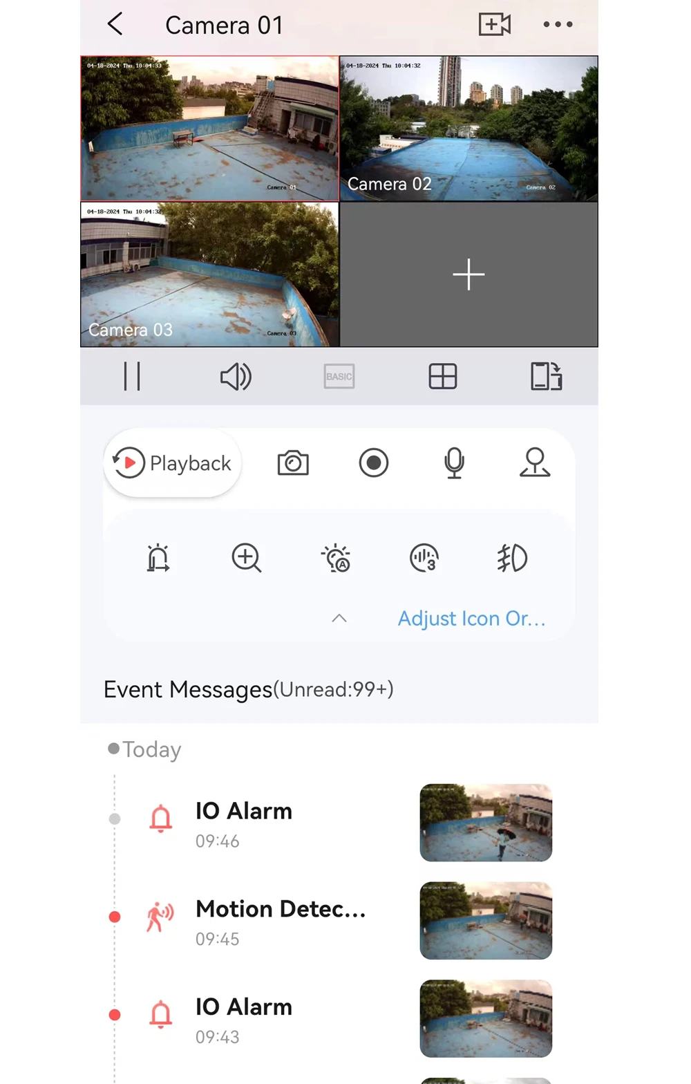 Hik-Connect app camera list and playback on the SZGOING BS200 solar camera system