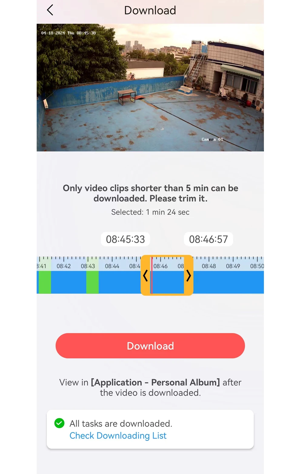Hik-Connect app download recorded video on the SZGOING BS200 solar camera system