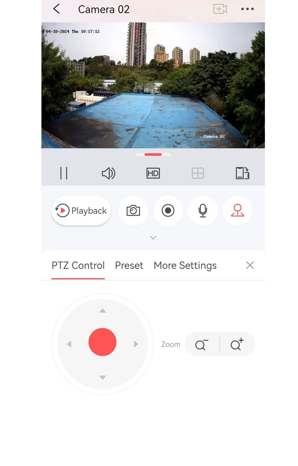 Hik-Connect app live view of camera 02 on the BS200-A2P4K30X solar camera system