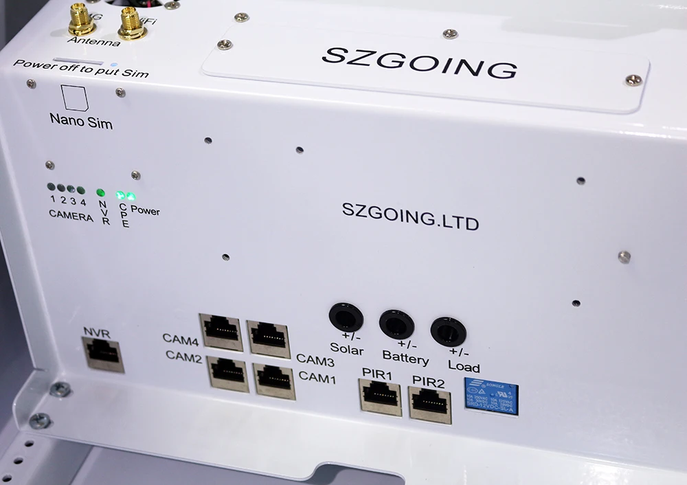 Nano SIM card slot and 4G connectivity detail of the BS200 solar security camera system